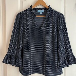 Women’s black and navy print blouse
